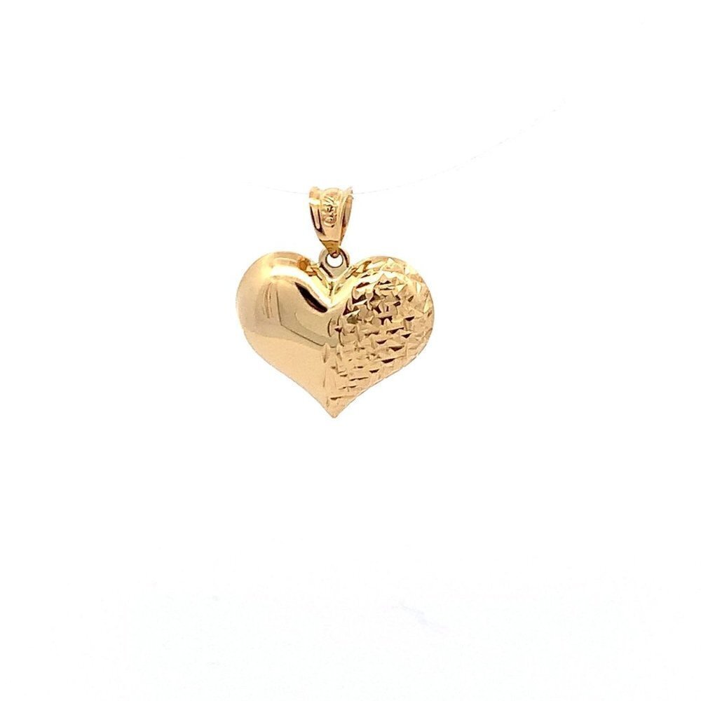 18K Yellow Gold Pendant Puffed Heart 1.48grams
